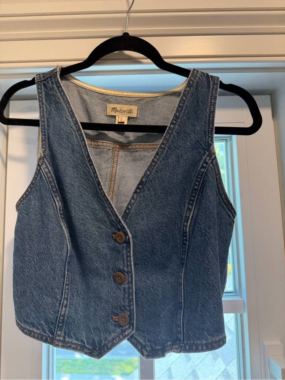 Madewell Cropped Blue Denim Vest